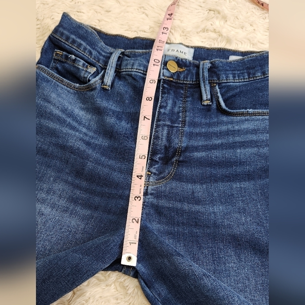 FRAME Denim Women's Le Sylvie Crop High Rise Straight Leg Jeans Sz 26 Distressed - Picture 8 of 15